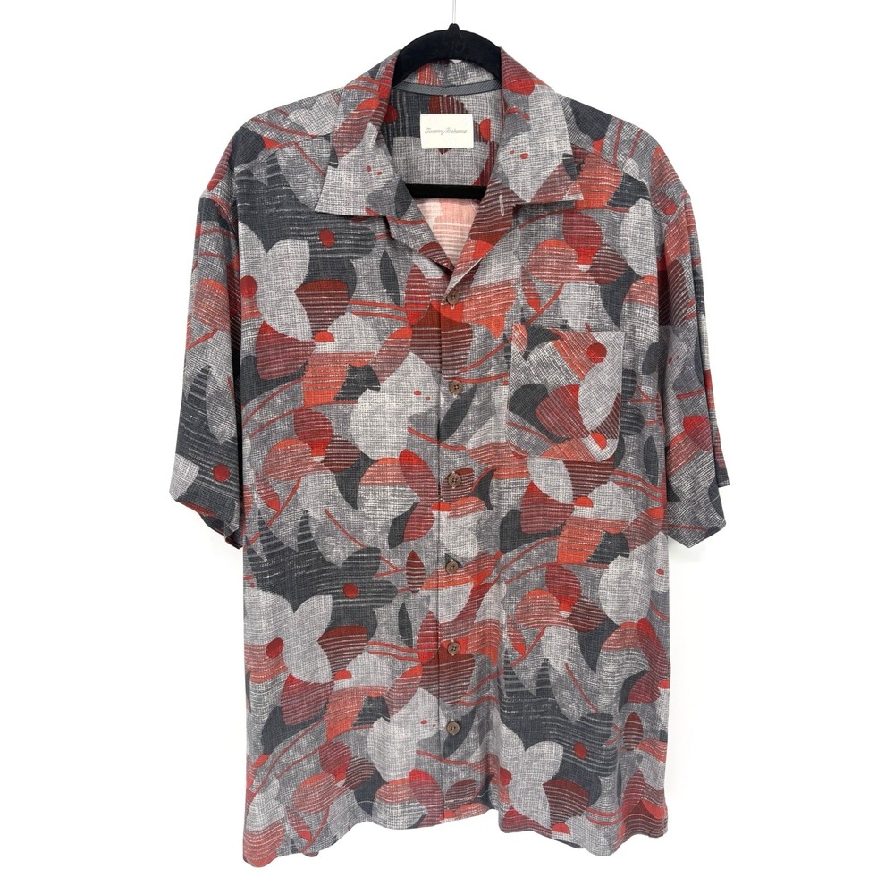 Tommy Bahama Short Sleeve Button-Down Shirt in Red, Gray, Black